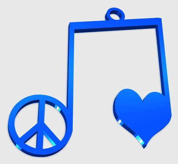 Byr Barış Aşk Müzik Kolye (Plastik Aparattır!!!) 3D ürün görseli
