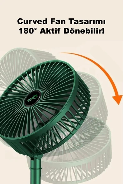 Ultra Sessiz 3 Kademeli Hafif Kablosuz 1200mAh Pervane Taşınabilir Usb Şarjlı Masa El Fan Vantilatör - 3