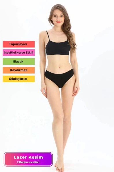 Yeni Sezon Toparlayıcı Şekillendirici Zarif Siyah Şık Kadın Brazilian Slip Külot İç Çamaşırı