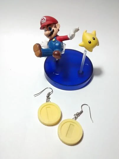 Byr Küpe veya kolye için Mario Bros Coin (Plastik Aparattır!!!) 3D - 4