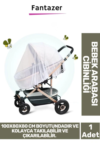 Premium Sinek Örümcek Böcek Karşı Koruma Mikro Delik Tak Çıkar 100x80x80 Bebek Arabası Cibinliği