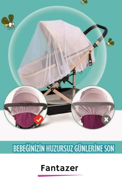 Premium Sinek Örümcek Böcek Karşı Koruma Mikro Delik Tak Çıkar 100x80x80 Bebek Arabası Cibinliği - 4