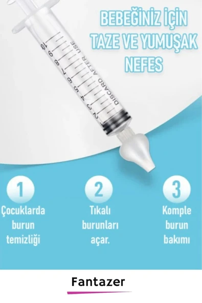 Premium Silikon Uçlu 10ml Kapasiteli 12 cm Uzunluk 2'li Bebek Burun Temizleme Şırıngası Aspiratörü - 5