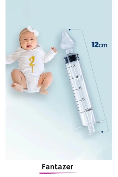 Premium Silikon Uçlu 10ml Kapasiteli 12 cm Uzunluk 2'li Bebek Burun Temizleme Şırıngası Aspiratörü - 2