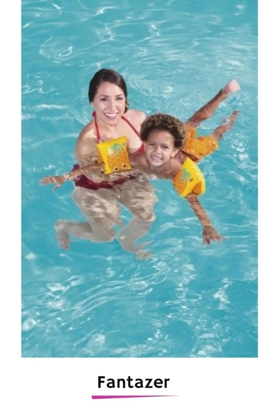 Başlangıç Seviye Çift Boğumlu 5-12 Yaş Çocuk Deniz Havuz Yüzme Öğrenme Meyve Desenli Şişme Kolluğu - 4