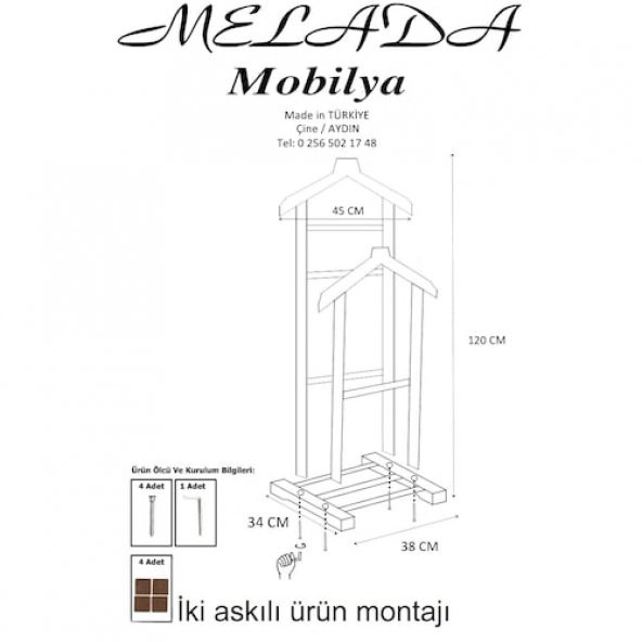 Melada Mobilya Gürgen Çift Tepeli Dilsiz Uşak Cilalı Ceviz - 8