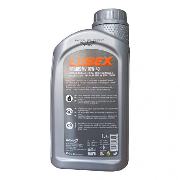Lubex Primus MV 10W-40 1 Lt Sentetik Motor Yağı (12 Adet) - Resim 6