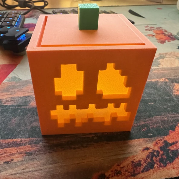 Byr Minecraft Jack-o-Lantern Tealight Lambası için Işık Difüzörü (Plastik Aparattır!!!) 3D - Resim 2
