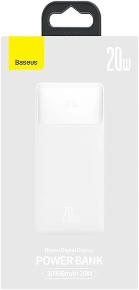 Baseus Bipow Dijital Ekranlı 20W 30.000 mAh Powerbank Beyaz - 3