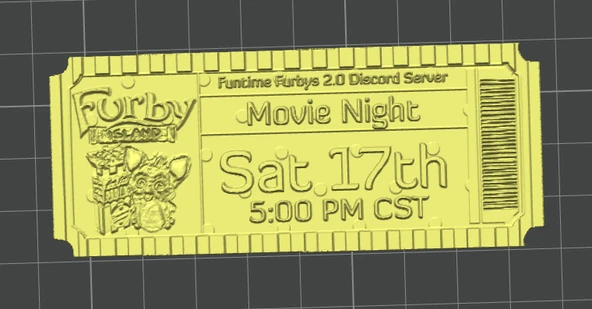 Funtime Furby 3D Basılı Film Bileti (Plastik Aparattır!!!)