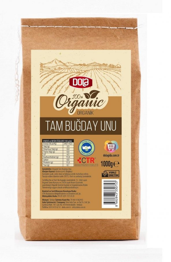 Dola Organik Tam Buğday Unu 1 kg