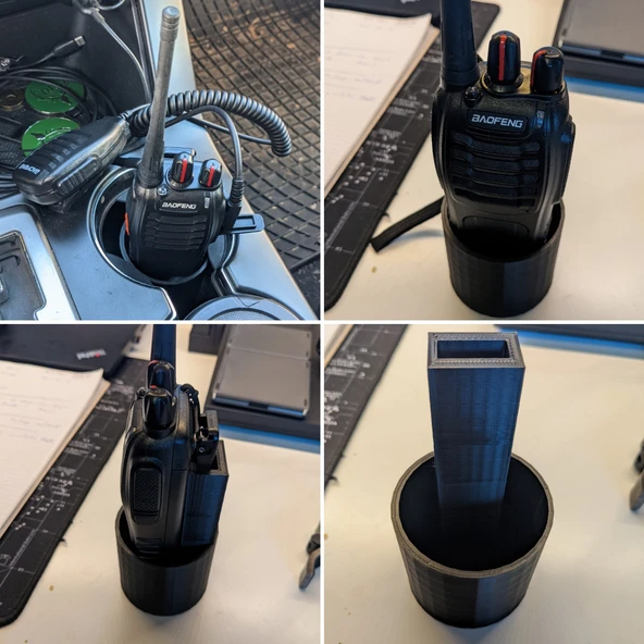 Byr Baofeng UV-5R Amatör Radyo HT bardak tutucu standı (Sadece Plastik Aparattır!!!) 3D - 3