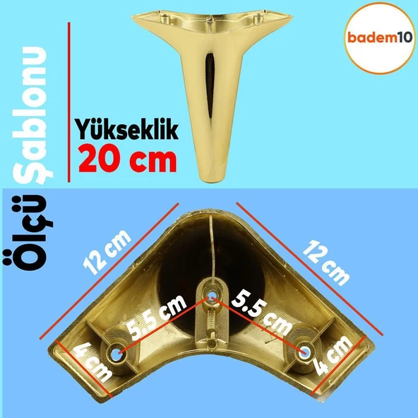 Aspen Lüks Mobilya Kanepe Koltuk Tv Ünitesi Konsol Ayağı Ayakları 20 Cm Gold Altın Plastik 4 Adet - 3