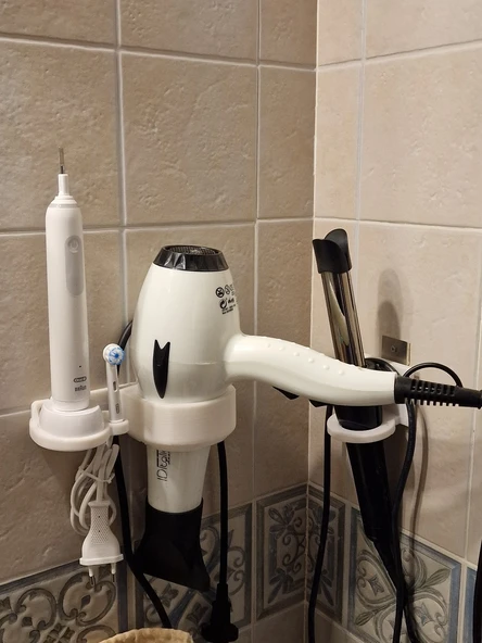 Byr Oral B diş fırçası ve saç kurutma makinesi desteği (Sadece Plastik Aparattır!!!) 3D - Resim 3