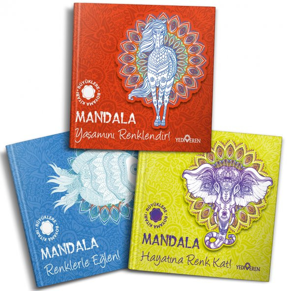 Mandala Büyükler Için Boyama Seti - 3 Kitap