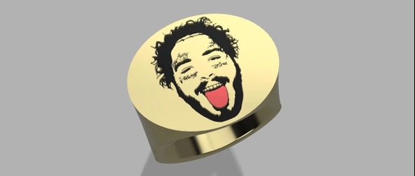 Byr Post Malone Mühür Yüzük 22mm (Plastik Aparattır!!!) 3D - Resim 3