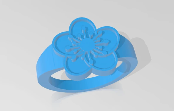 Byr Kiraz Çiçeği / Sakura Yüzük (Rafine) (Sadece Plastik Aparattır!!!) 3D - Resim 3