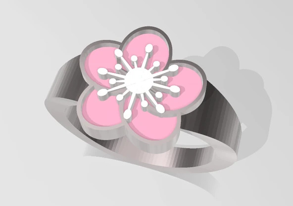 Byr Kiraz Çiçeği / Sakura Yüzük (Rafine) (Sadece Plastik Aparattır!!!) 3D ürün görseli