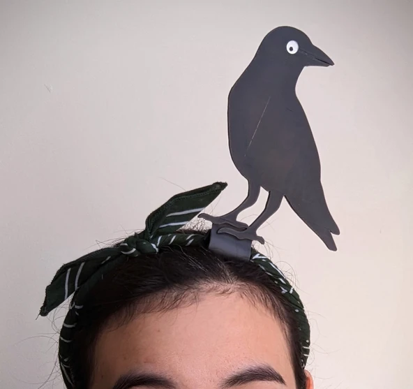 Byr Korkmuş Karga Kuşu Saç Bandı - Korkuluk Kostüm Aksesuarı (Sadece Plastik Aparattır!!!) 3D