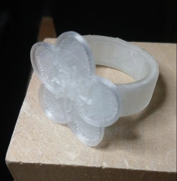 Byr Kiraz Çiçeği / Sakura Yüzük (Basit) (Sadece Plastik Aparattır!!!) 3D - Resim 3