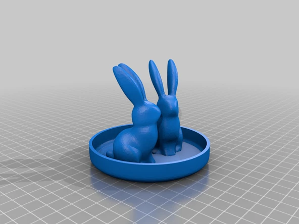 Byr Tavşan Yüzük Tutucu Çift Tavşan (Sadece Plastik Aparattır!!!) 3D - Resim 4