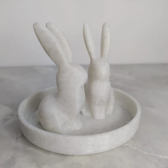 Byr Tavşan Yüzük Tutucu Çift Tavşan (Sadece Plastik Aparattır!!!) 3D - Resim 3
