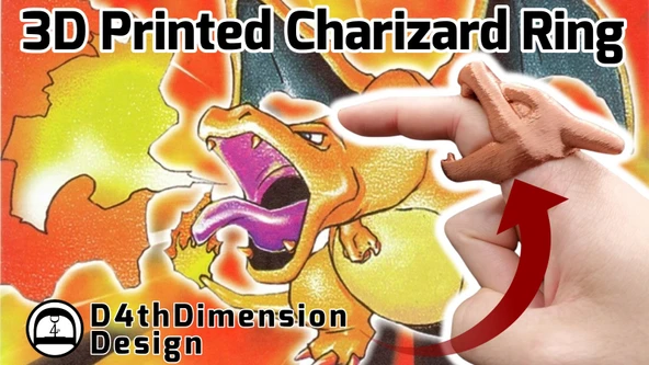 Byr Charizard Yüzüğü - Pokémon'dan - 3D Baskılı Yüzük - 3D Baskı Timelapse (Plastik Aparattır!!!) 3D - Resim 3