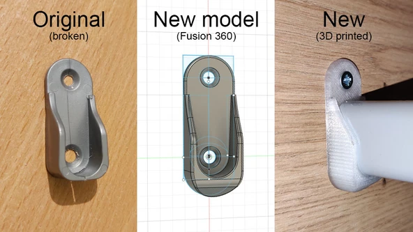 Byr Dolap Çubuğu Destek Braketi (Sadece Plastik Aparattır!!!) 3D - 3