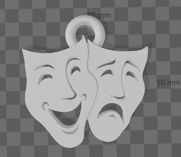 Byr Komedi Trajedi Maskeleri (Sadece Plastik Aparattır!!!) 3D - Resim 3