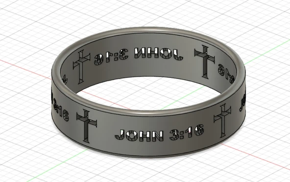 Byr Yuhanna 3:16 Çapraz Yüzük (Plastik Aparattır!!!) 3D - Resim 3
