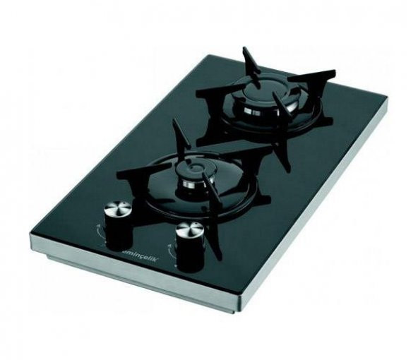 Eminçelik SH 4120 BG30  Set Üstü Siyah Cam Domino Ocak