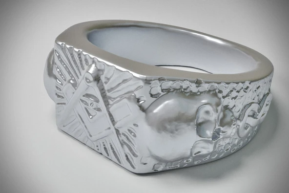 Byr Yüzük - Pusula ve Kafatası ile Kare (Plastik Aparattır!!!) 3D - Resim 2