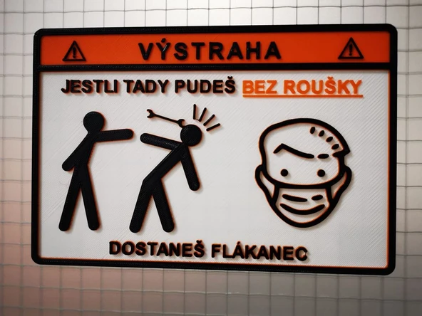 Byr Yüz maskeleri giymek için uyarı işareti (Çek metni) (Sadece Plastik Aparattır!!!) 3D ürün görseli