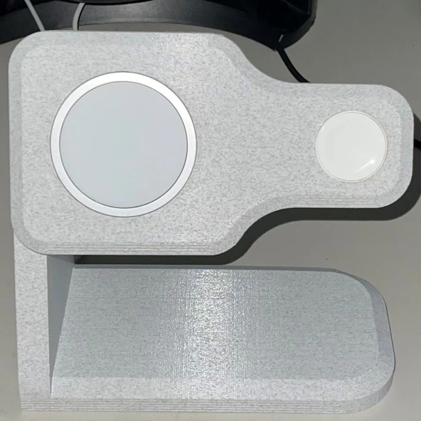 Revize edilmiş Apple iPhone Magsafe ve Apple Watch Şarj Standı (airpods pro kablosuz şarj cihazıyla remix) (Plastik Aparattır!!!)