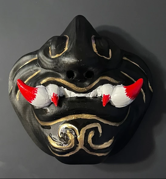 Byr Burun deliği delikli Oni yarım maske (Sadece Plastik Aparattır!!!) 3D - Resim 4