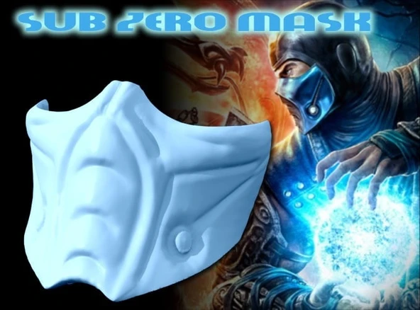 Byr Sub Zero Maske - Tam Boyut. Ölümlü Kombat (Sadece Plastik Aparattır!!!) 3D - 1