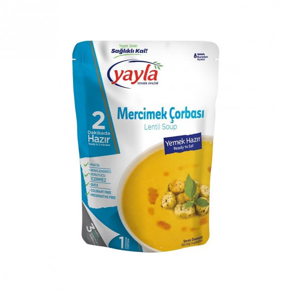 Yayla Yemek Hazır Mercimek Çorbası 250 Gr