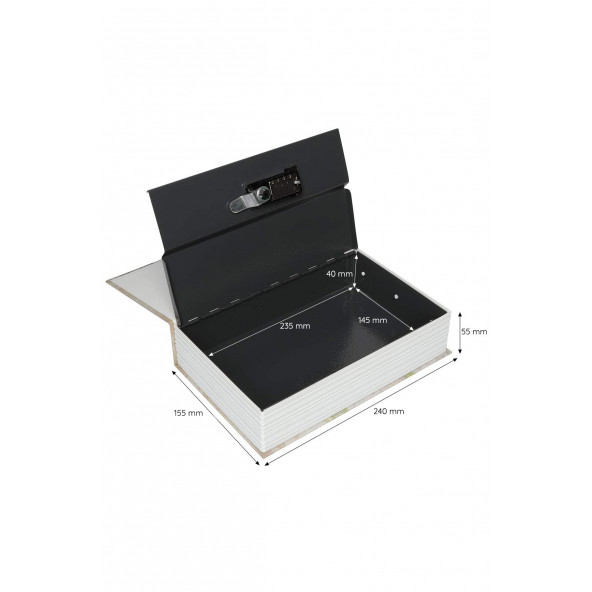 MÜHLEN Secret Safe PARIS 240-P Büyük Boy Kitap Şekli Gizli & Şifreli Para ve Değerli Eşya Kasası - 4