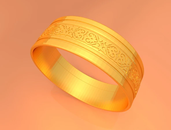 Byr Düğün Altın Yüzük KTWR01 (Plastik Aparattır!!!) 3D - Resim 2