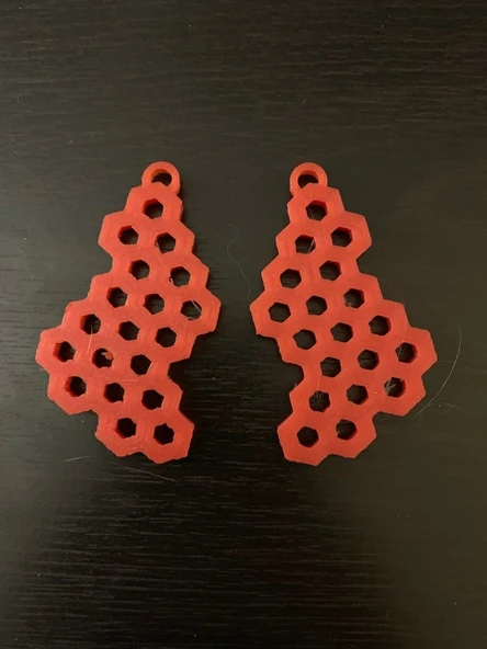 Byr Poligon Desenli Küpe (Sadece Plastik Aparattır!!!) 3D