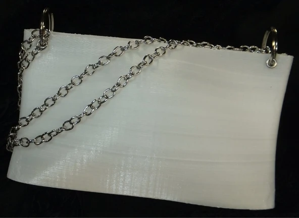 Byr Gümüş Zincirli Naylon Çanta (Plastik Aparattır!!!) 3D