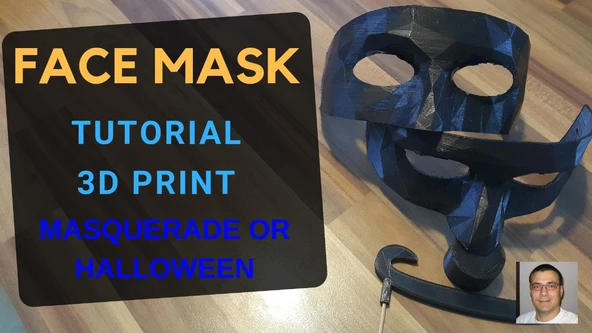 Byr MASKE VEYA CADILAR BAYRAMI İÇİN EV YAPIMI YÜZ MASKESİ / kendin yap / 3D baskı / MESHMIXER / FUSION 360 eğitimi (Sadece Plastik Aparattır!!!) 3D - Resim 2