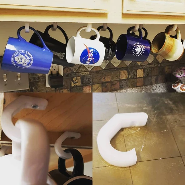 Byr Dolap altında kahve fincanı kanca askıları (Sadece Plastik Aparattır!!!) 3D