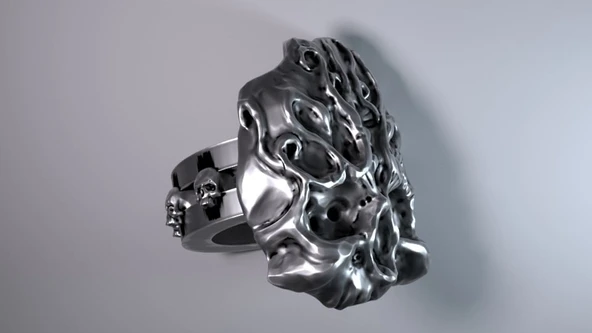 Byr Taş Kafatası Yüzük - düşük poli (Sadece Plastik Aparattır!!!) 3D ürün görseli