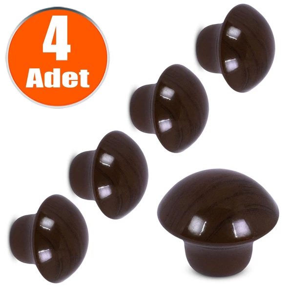 Mantar Düğme Kulp Çekmece Dolap Dolabı Kapak Kulpu Kulpları Kulbu Ceviz 4 Adet Mobilya Mutfak