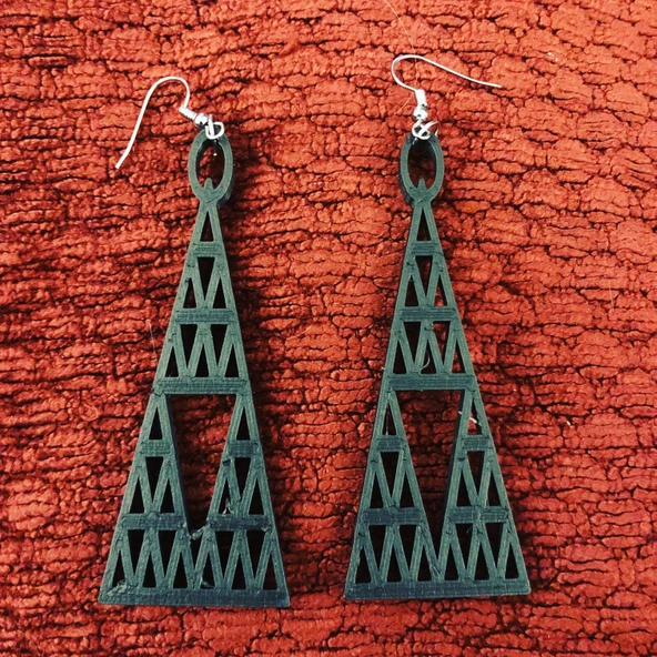 Byr Çatı Üçgen Delik Küpe (Sadece Plastik Aparattır!!!) 3D - 2