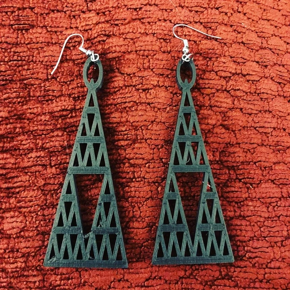 Byr Çatı Üçgen Delik Küpe (Sadece Plastik Aparattır!!!) 3D