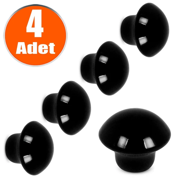 Mantar Düğme Kulp Çekmece Dolap Dolabı Kapak Kulpu Kulpları Kulbu Siyah (4 ADET) Mobilya Mutfak