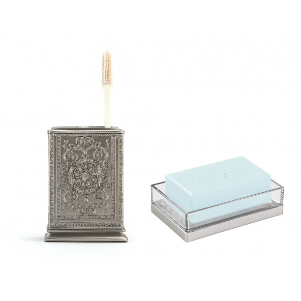 ZBOSP-C142 DİŞ FIRÇALIK VE SABUNLUK 2 Lİ BANYO SETİ''GÜMÜŞ MODEL ürün görseli