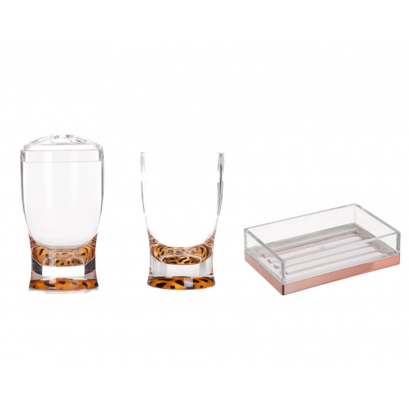 LEOPAR DESENLİ ÜÇLÜ BANYO SETİ - 3